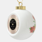 Zwirls Diamond Roos Gold 50th Wedding Jubileum Keramische Bal Ornament (Rechts)