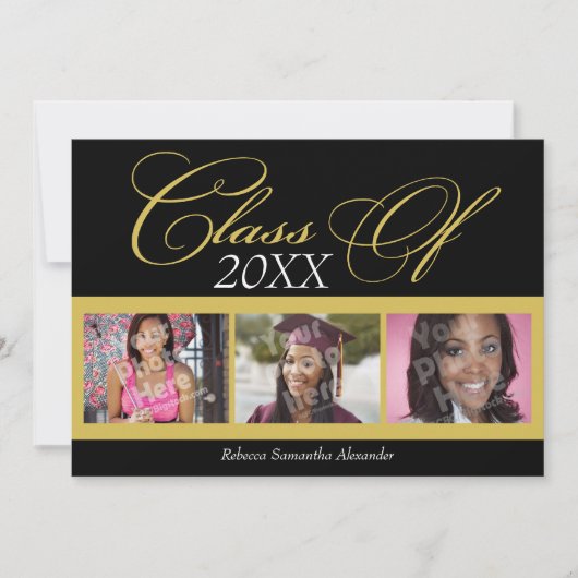 Zwirly Black/Gold 3 Aankondiging foto-Afstuderen (Voorkant)