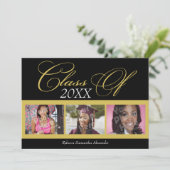 Zwirly Black/Gold 3 Aankondiging foto-Afstuderen (Staand voorkant)