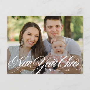 Zwirly Cheer Happy Nieuwjaar Foto Briefkaart