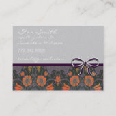 Zwirly  Floral Oranje en Plum Visitekaartje (Voorkant)