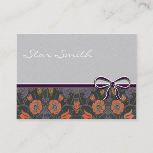 Zwirly Floral Oranje en Plum Visitekaartje (Achterkant)