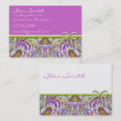 Zwirly Floral Paisly Raspberry en Limoen Visitekaartje (Voorkant / Achterkant)