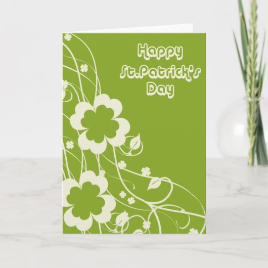 Zwirly Floral St.Patrick's Day Kaart (Voorkant)