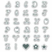 Zwirly Forest Green Font Alphabet Initiaal Monogra Sticker (Voorkant)