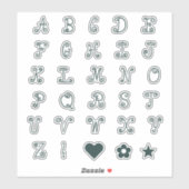 Zwirly Forest Green Font Alphabet Initiaal Monogra Sticker (Vel)