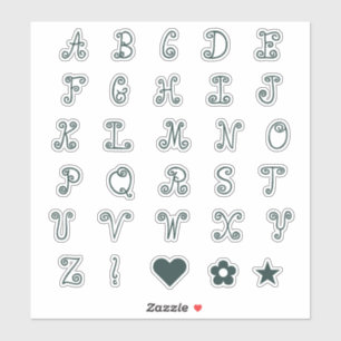 Zwirly Forest Green Font Alphabet Initiaal Monogra Sticker