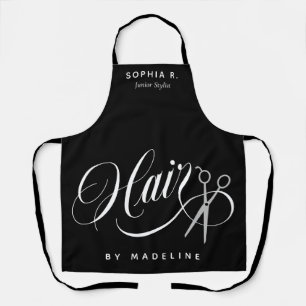 Zwirly Hair & Scissors Salon Employee Name Apron Schort