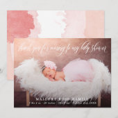 Zwirly Manuscript Bekleding Foto Dank u Baby showe Aankondiging (Voorkant / Achterkant)