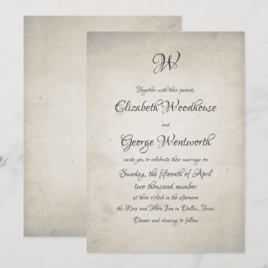 Zwirly Monogram | kalligrafie Kaart (Voorkant / Achterkant)