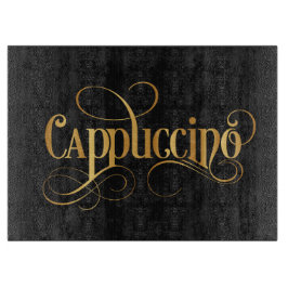 Zwirly Script Calligraphy Cappuccino Gold op Black Snijplank