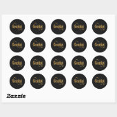 Zwirly Script Zodiac Sign Gemini Gold op Black Ronde Sticker (Vel)
