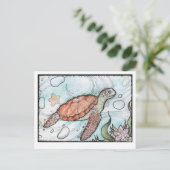 Zwirly Turtle Briefkaart (Staand voorkant)