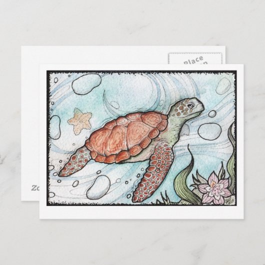 Zwirly Turtle Briefkaart (Voorkant / Achterkant)