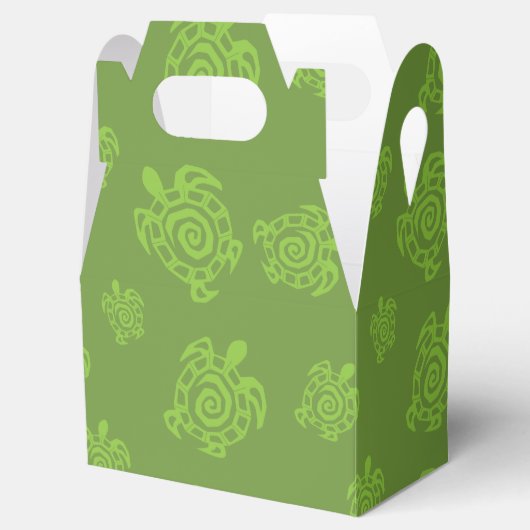 Zwirly Turtle Green Pattern Bedankdoosjes (Geopend)