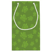 Zwirly Turtle Green Pattern Klein Cadeauzakje (Achterkant)
