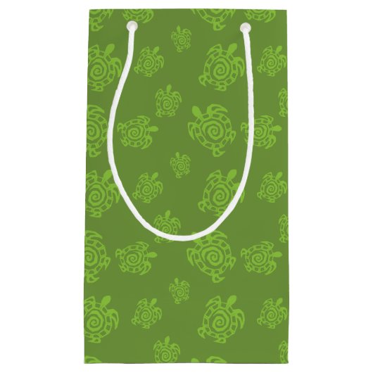 Zwirly Turtle Green Pattern Klein Cadeauzakje (Voorkant)