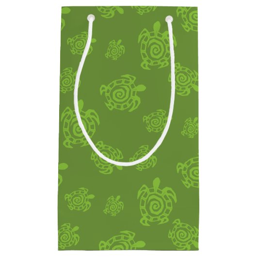 Zwirly Turtle Green Pattern Klein Cadeauzakje (Voorkant)