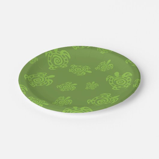 Zwirly Turtle Green Pattern Papieren Bordje (Gekanteld)