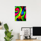 Zwirly Twirly Neon Pattern Poster (Thuiskantoor)