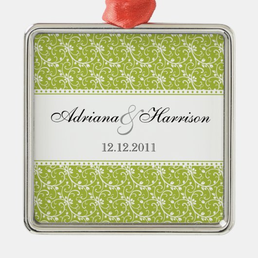Zwirly Vine Damask Wedding Ornament (Voorkant)