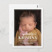 Zwirly Welkome Moderne Aankondiging van de Geboort Briefkaart (Voorkant / Achterkant)