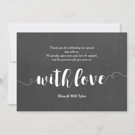 Zwirwitte Manuscript Bekleding Dank u Bedankkaart (Achterkant)