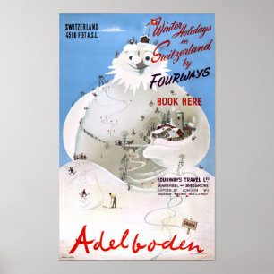 Zwitserland Adelboden Vintage Travel Poster