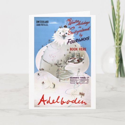 Zwitserland Adelboden Vintage Travel Poster Kaart (Voorkant)
