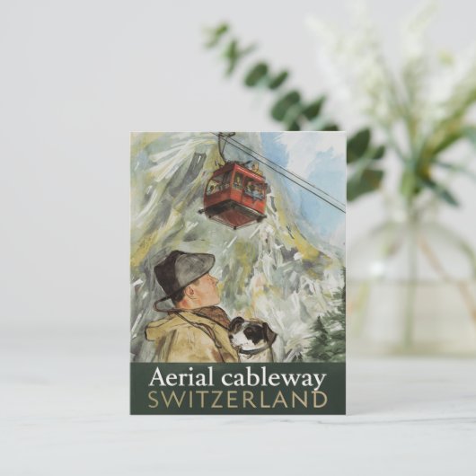  Zwitserland Aerial Cableway Travel Briefkaart (Staand voorkant)