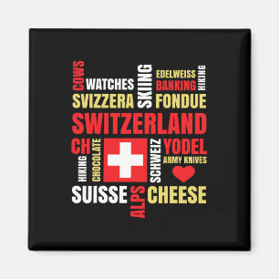 Zwitserland Alpen Koeien Fondue Cheese Skiën Zwits Magneet