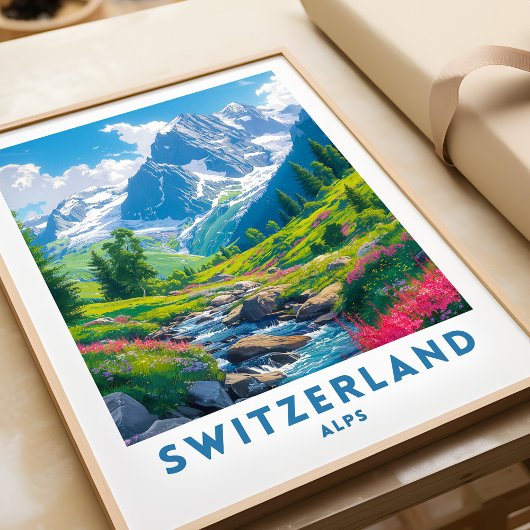 Zwitserland Alpen Reizen Print Poster Wandkunst