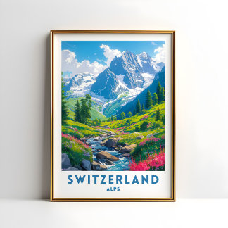 Zwitserland Alpen Reizen Print Poster Wandkunst