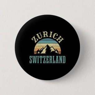 Zwitserland Alpen Skien Zwitserse Bergen Liefhebbe Ronde Button 5,7 Cm