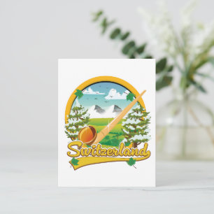 Zwitserland alphorn retro reislogo feestdagenkaart