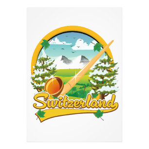 Zwitserland alphorn retro reizen logo foto afdruk