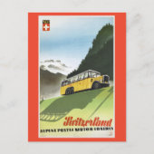 Zwitserland Alpine Bus Vintage Travel Briefkaart (Voorkant)