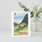 Zwitserland Alpine Bus Vintage Travel Briefkaart (Staand voorkant)