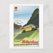 Zwitserland Alpine Bus Vintage Travel Briefkaart (Voorkant)