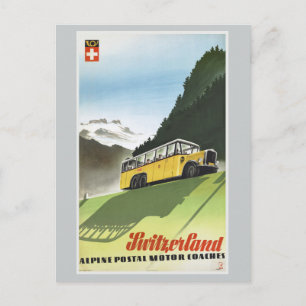 Zwitserland Alpine Bus Vintage Travel Briefkaart