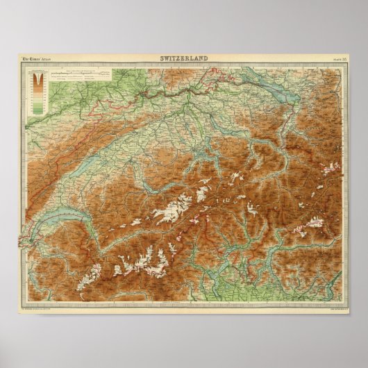 Zwitserland Atlas-kaart Poster (Voorkant)