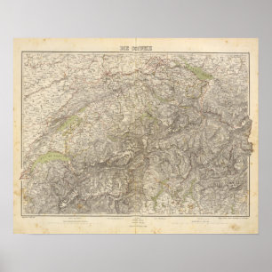 Zwitserland Atlas-kaart Poster