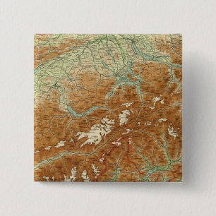 Zwitserland Atlas-kaart Vierkante Button 5,1 Cm
