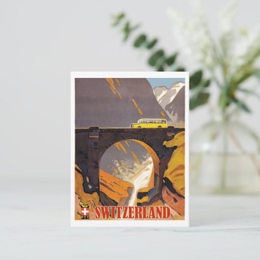 Zwitserland bergen,  vliegreizen briefkaart (Staand voorkant)