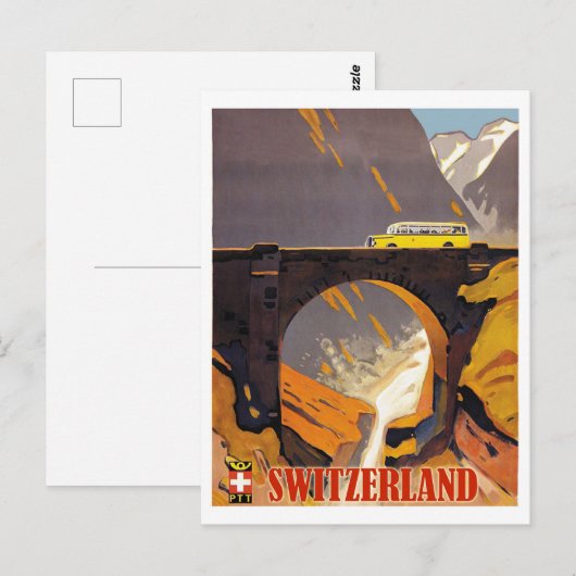 Zwitserland bergen, vliegreizen briefkaart (Voorkant / Achterkant)