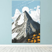 Zwitserland besneeuwde berg canvas afdruk (Insitu (Houten vloer))
