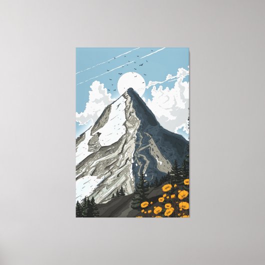 Zwitserland besneeuwde berg canvas afdruk (Voorkant)