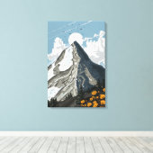 Zwitserland besneeuwde berg canvas afdruk (Insitu (Houten vloer))