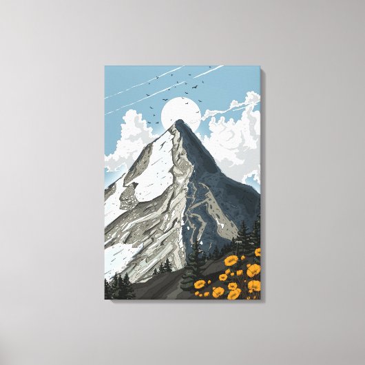 Zwitserland besneeuwde berg canvas afdruk (Voorkant)