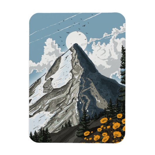 Zwitserland besneeuwde berg magneet (Verticaal)